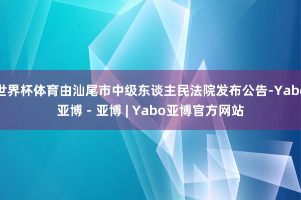 世界杯体育由汕尾市中级东谈主民法院发布公告-Yabo亚博 - 亚博 | Yabo亚博官方网站